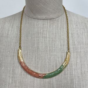 Gold-tone Pink Yellow Green Women's Fashion Necklace NWOT